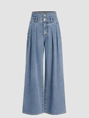 Cider High- Double Waist Wide-Leg Light Blue Denim Jeans Size L